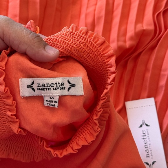 Nanette Nanette Lepore Women's Georgette Sharkbite Hem Orange Maxi Dress - Picture 3 of 10